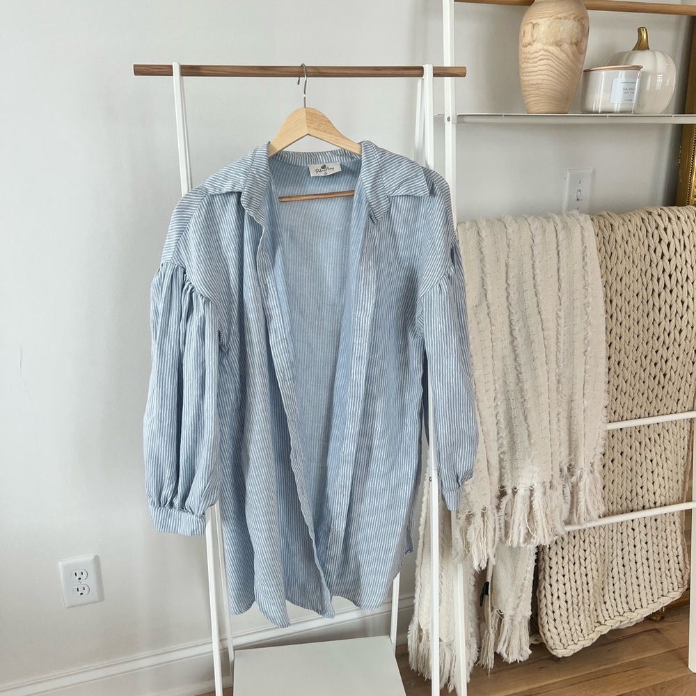 Blue and White Striped Button Down